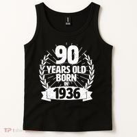 90th Birthday 90 Years Old Born In 1936 Wreath Banner  Tank Top thumb 2