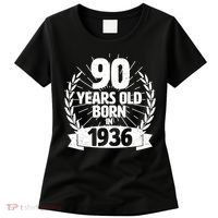 90th Birthday 90 Years Old Born In 1936 Wreath Banner  Women's T-Shirt thumb 0