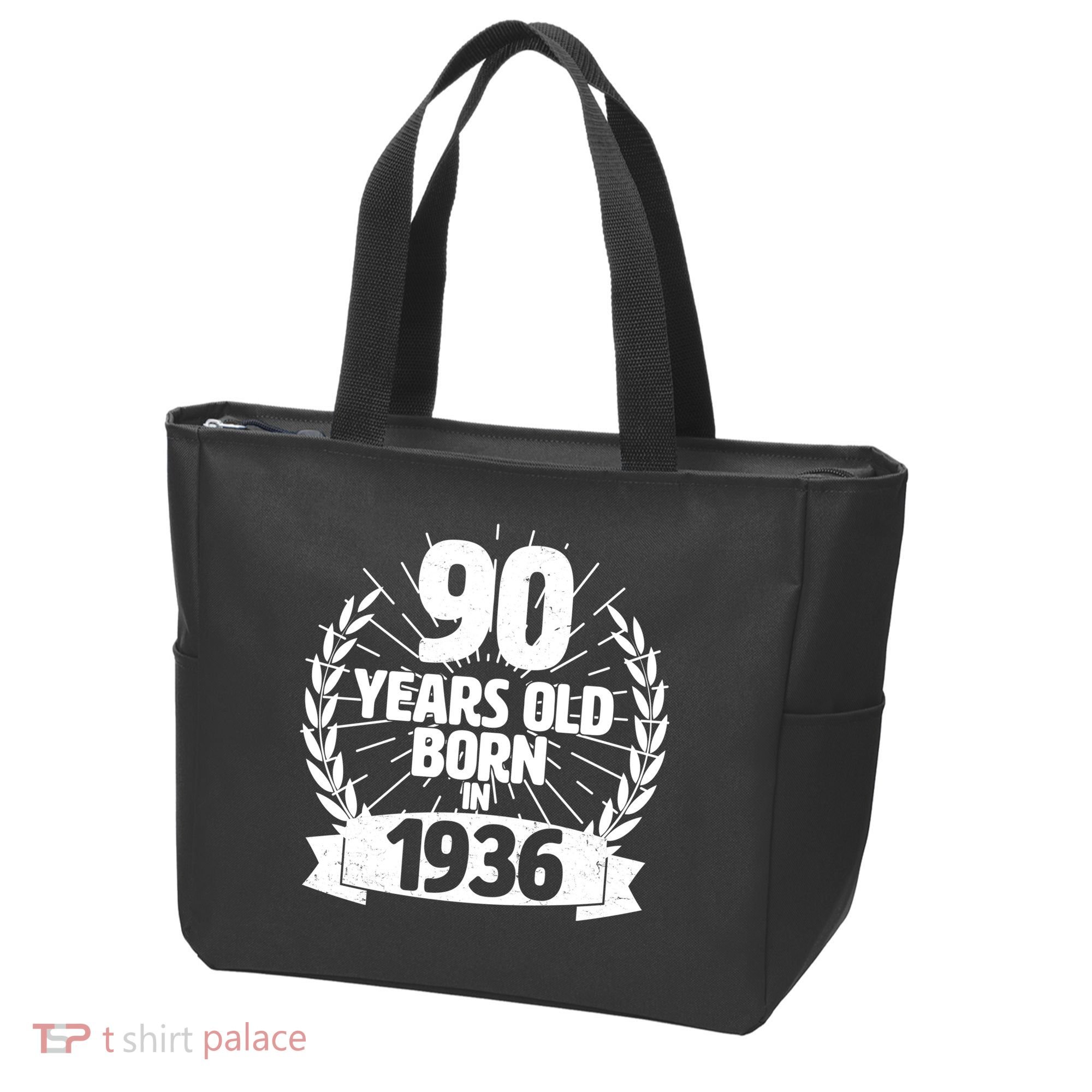 90th Birthday 90 Years Old Born In 1936 Wreath Banner  Tote Bag