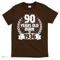 90th Birthday 90 Years Old Born In 1936 Wreath Banner  T-Shirt thumb 0