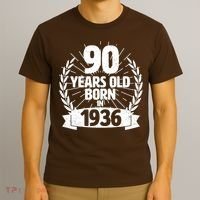 90th Birthday 90 Years Old Born In 1936 Wreath Banner  T-Shirt thumb 3