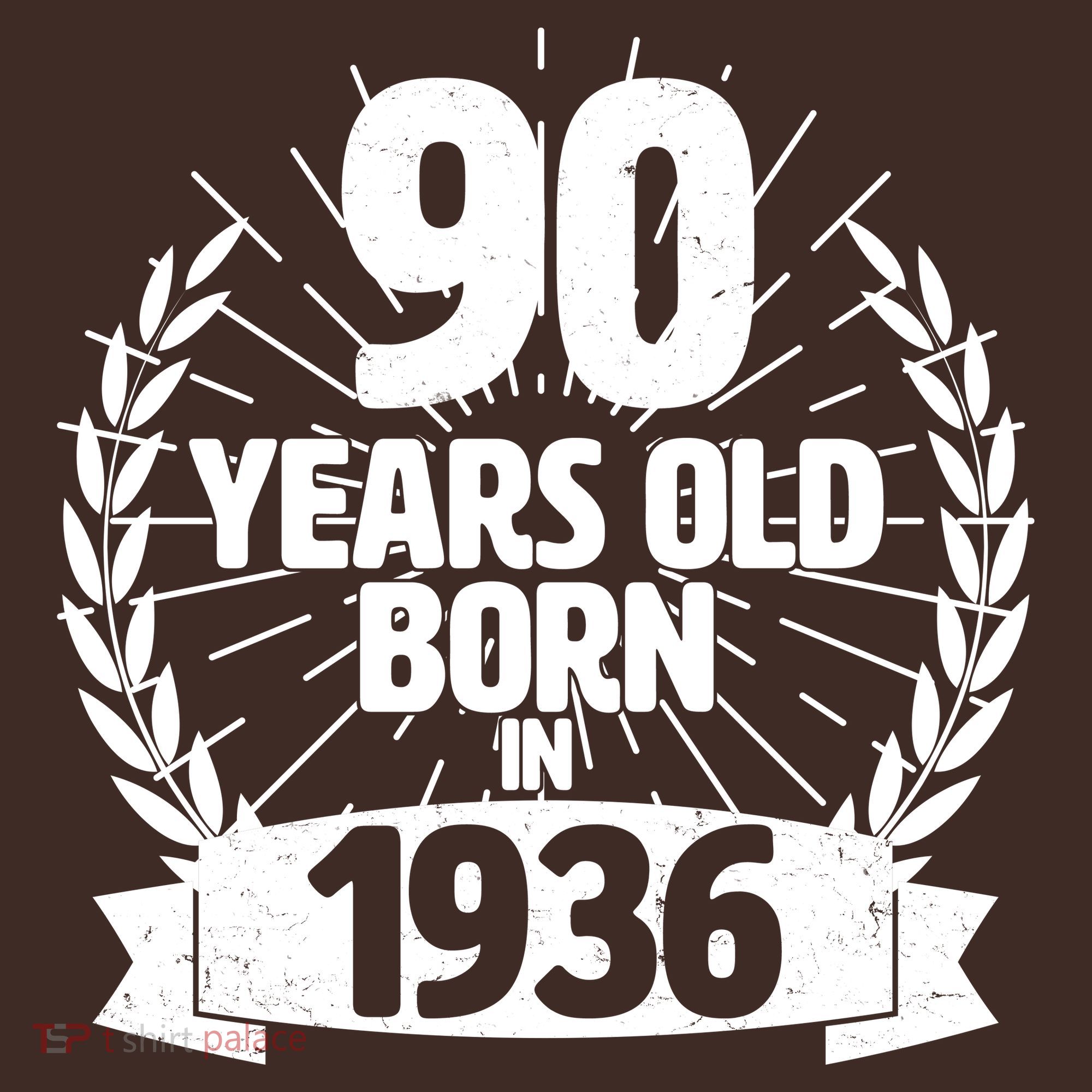 90th Birthday 90 Years Old Born In 1936 Wreath Banner  Coaster