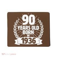 90th Birthday 90 Years Old Born In 1936 Wreath Banner  Mousepad thumb 0