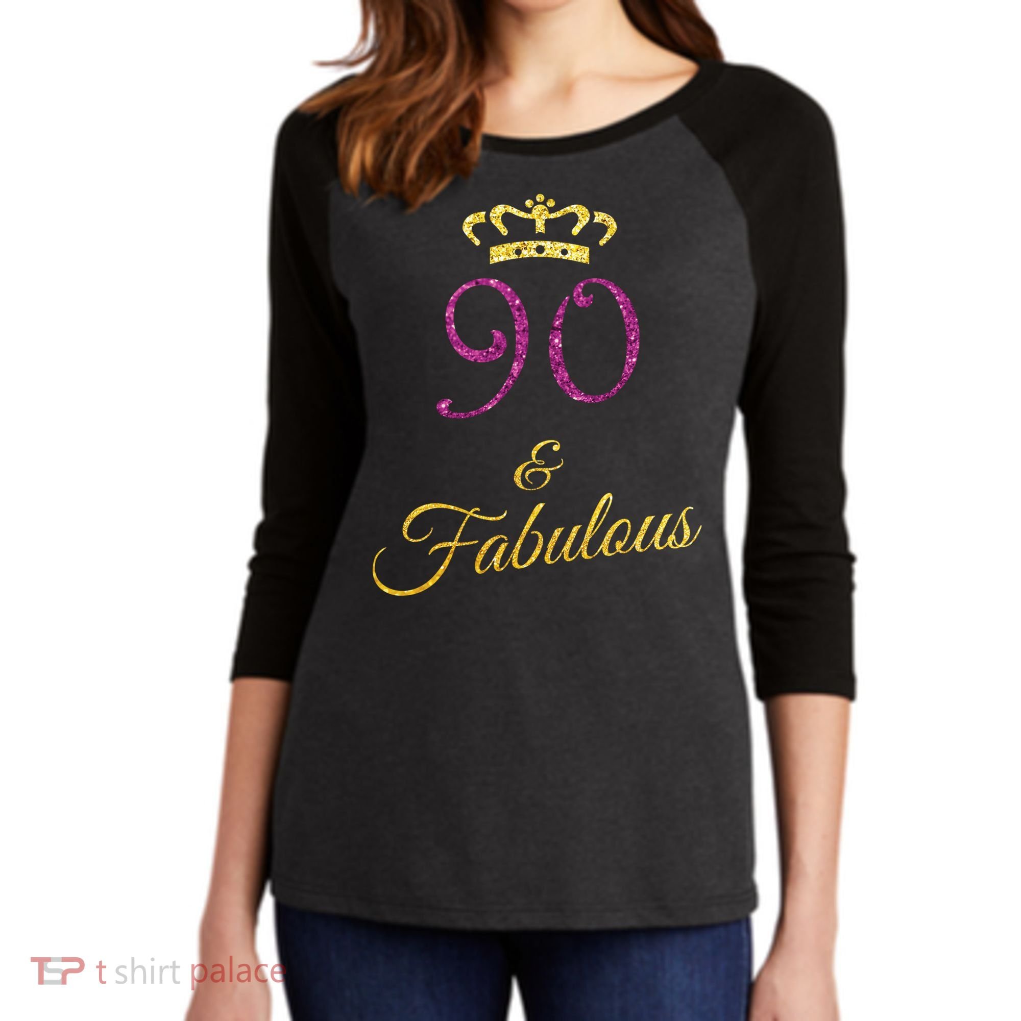 90th Birthday 90 Year Old Grandma Women's Tri-Blend 3/4-Sleeve Raglan Shirt