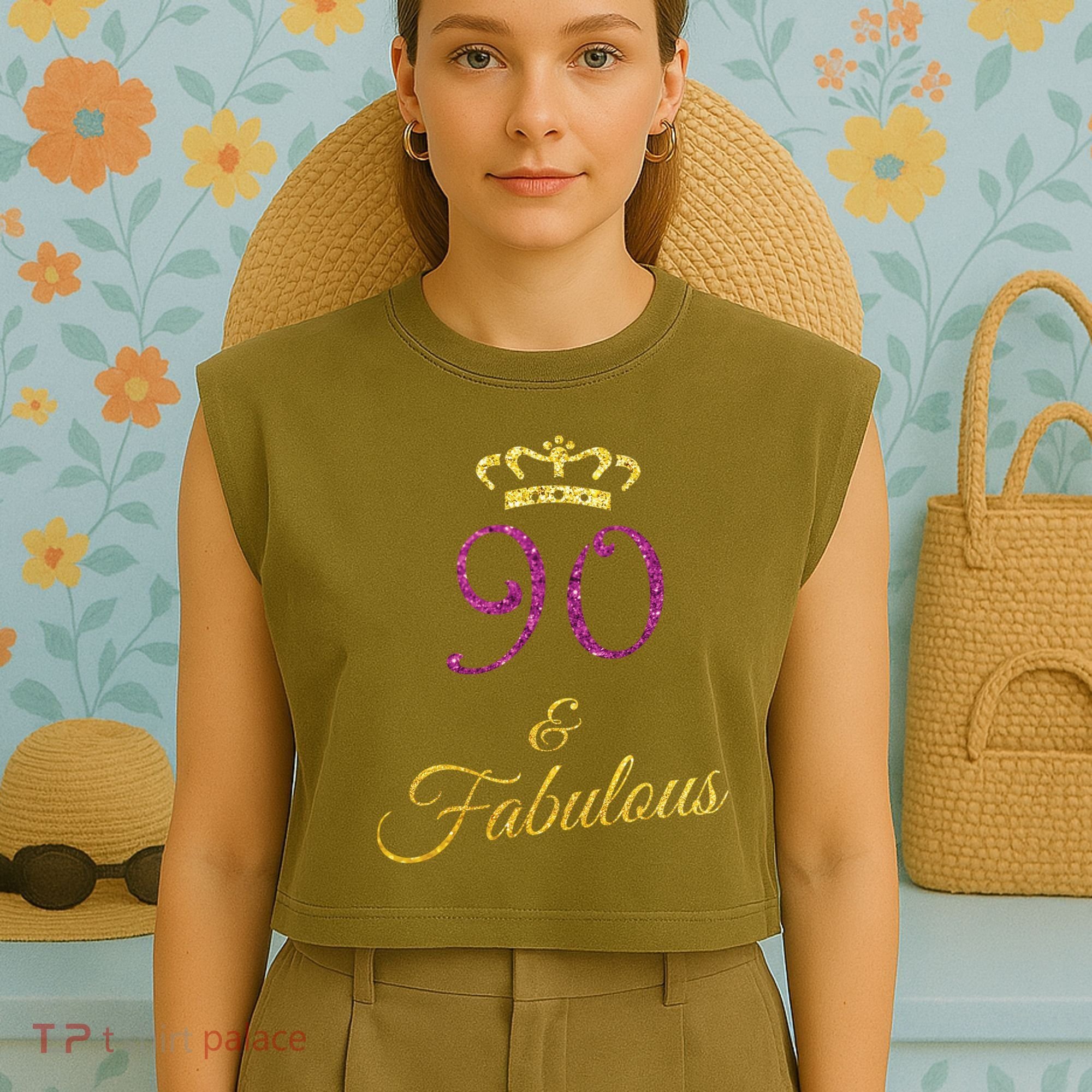 90th Birthday 90 Year Old Grandma Garment-Dyed Women's Muscle Tee