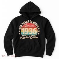 90th Birthday 90 Years Of Being Awesome 1936 Limited Edition Hoodie thumb 0