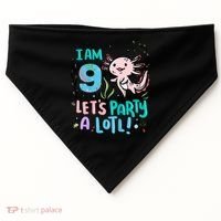 9th Birthday Axolotl - I Am 9 Let's Party A Lotl USA-Made Doggie Bandana thumb 0