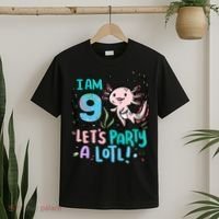 9th Birthday Axolotl - I Am 9 Let's Party A Lotl T-Shirt thumb 2