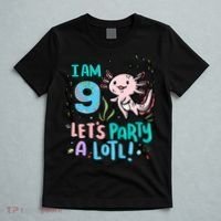 9th Birthday Axolotl - I Am 9 Let's Party A Lotl T-Shirt thumb 5