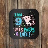 9th Birthday Axolotl - I Am 9 Let's Party A Lotl Coaster thumb 0
