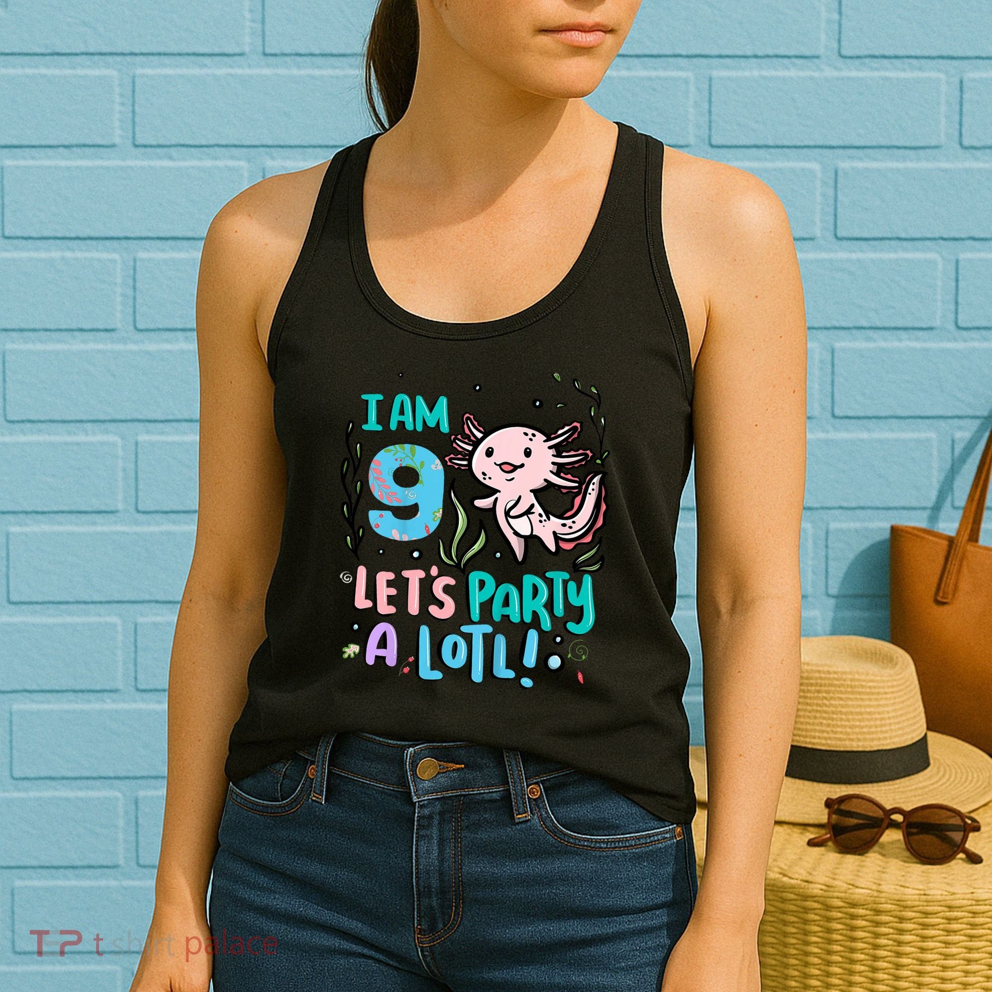 9th Birthday Axolotl - I Am 9 Let's Party A Lotl Women's Tank Top