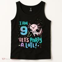 9th Birthday Axolotl - I Am 9 Let's Party A Lotl Tank Top thumb 2