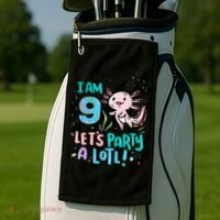9th Birthday Axolotl - I Am 9 Let's Party A Lotl Golf Towel thumb 2