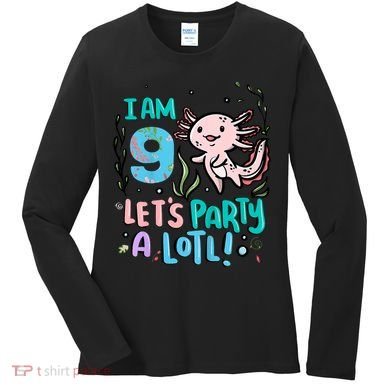 9th Birthday Axolotl - I Am 9 Let's Party A Lotl Women's Long Sleeve Shirt