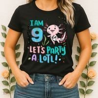 9th Birthday Axolotl - I Am 9 Let's Party A Lotl Women's T-Shirt thumb 2