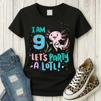 9th Birthday Axolotl - I Am 9 Let's Party A Lotl Women's T-Shirt thumb 3