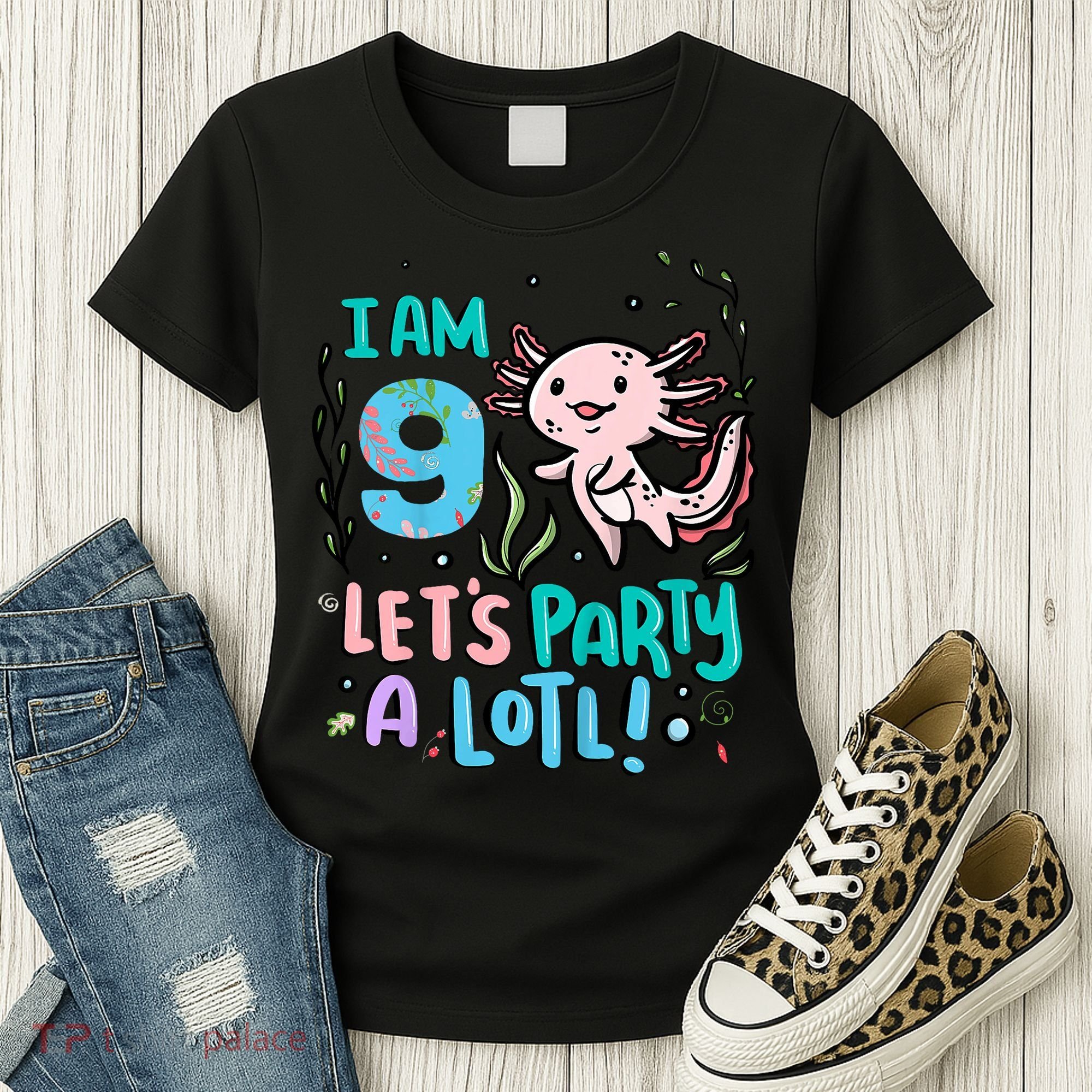 9th Birthday Axolotl - I Am 9 Let's Party A Lotl Women's T-Shirt
