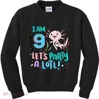 9th Birthday Axolotl - I Am 9 Let's Party A Lotl Kids Sweatshirt thumb 0