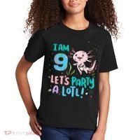 9th Birthday Axolotl - I Am 9 Let's Party A Lotl Kids T-Shirt thumb 2
