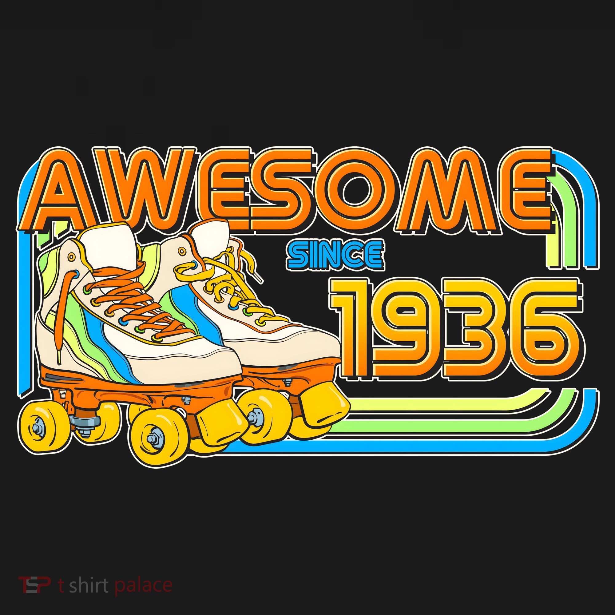 90th Birthday Awesome Since 1936 Retro Roller Skates  Backpack