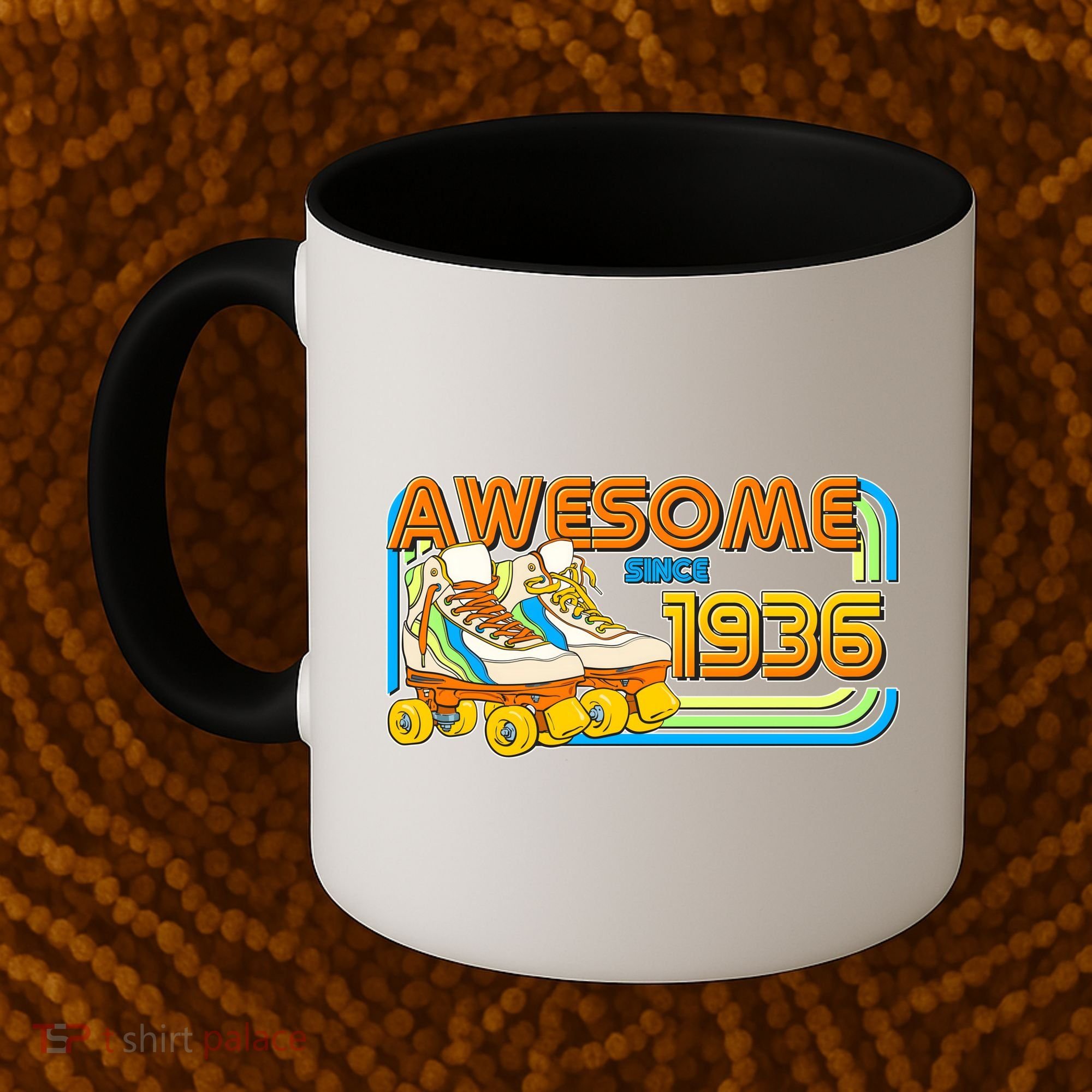 90th Birthday Awesome Since 1936 Retro Roller Skates  Coffee Mug