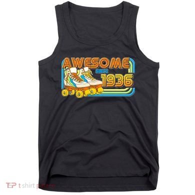 90th Birthday Awesome Since 1936 Retro Roller Skates  Tank Top
