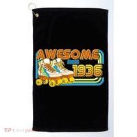 90th Birthday Awesome Since 1936 Retro Roller Skates  Golf Towel thumb 0