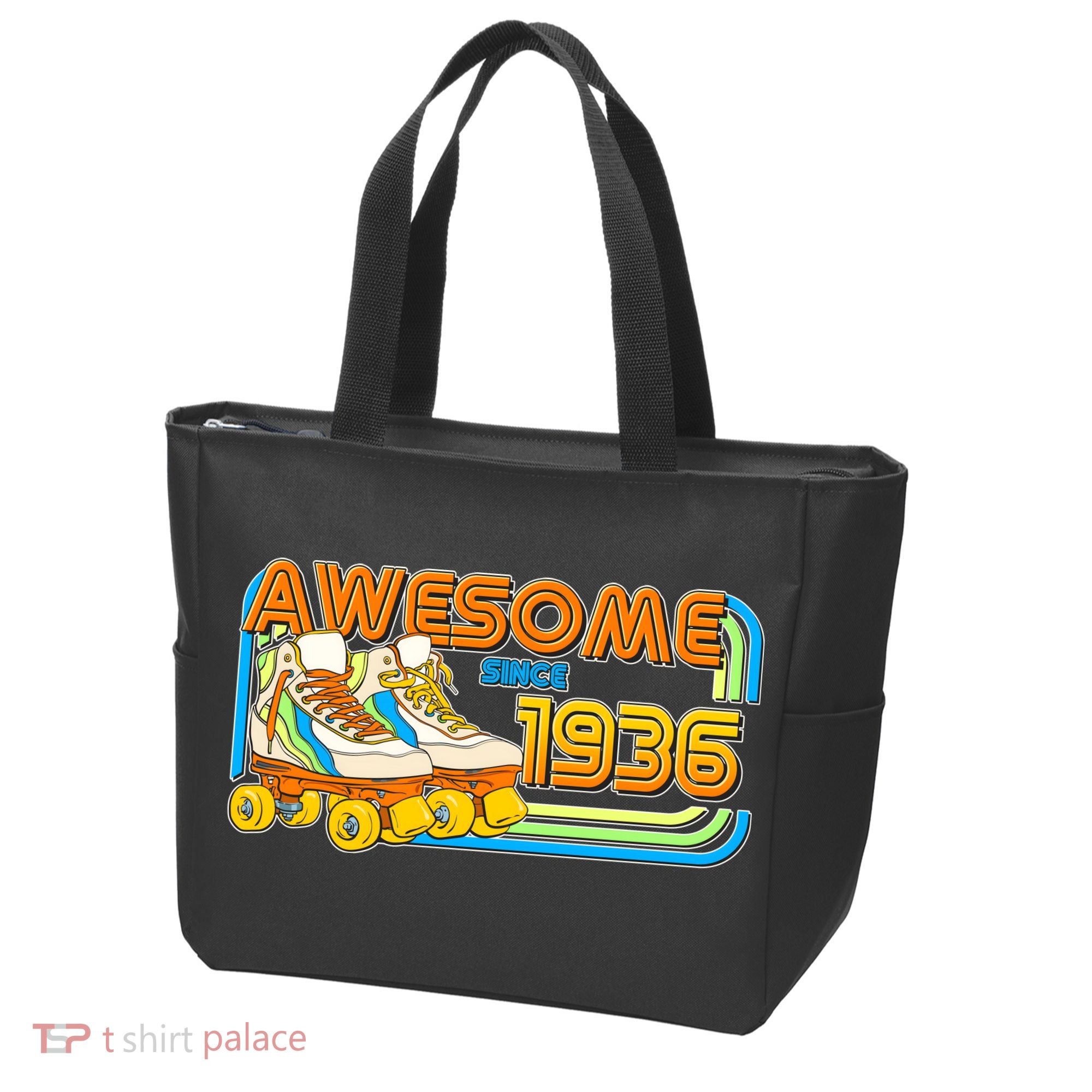 90th Birthday Awesome Since 1936 Retro Roller Skates  Tote Bag
