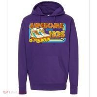 90th Birthday Awesome Since 1936 Retro Roller Skates  Hoodie thumb 0
