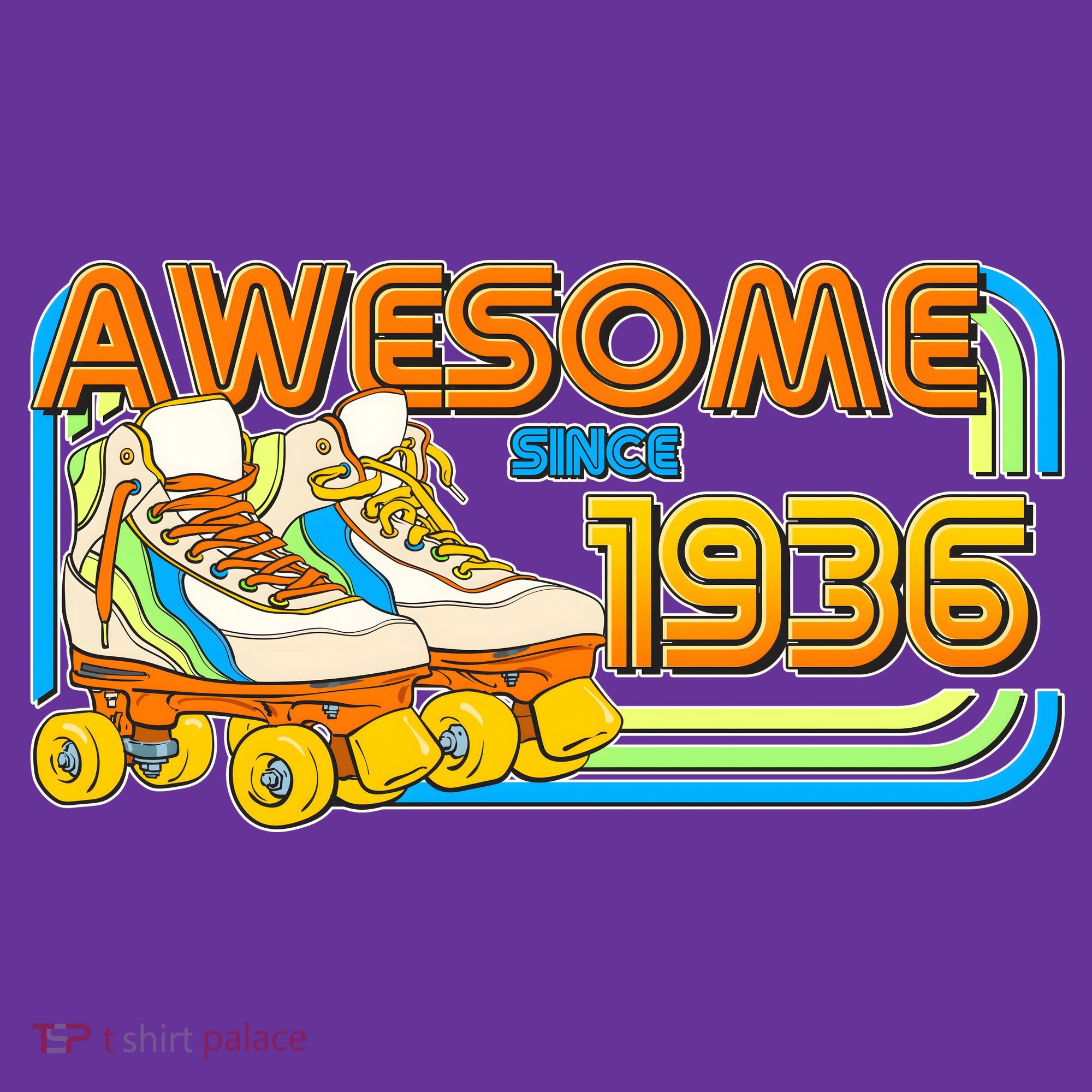 90th Birthday Awesome Since 1936 Retro Roller Skates  Long Sleeve Shirt