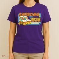 90th Birthday Awesome Since 1936 Retro Roller Skates  T-Shirt thumb 4