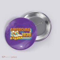 90th Birthday Awesome Since 1936 Retro Roller Skates  Button thumb 0