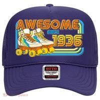 90th Birthday Awesome Since 1936 Retro Roller Skates  Hat thumb 0