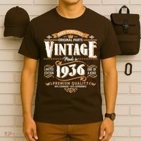 90th Birthday Age Perfectly Original Parts Vintage Made In 1936 Premium Quality T-Shirt thumb 6
