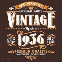 90th Birthday Age Perfectly Original Parts Vintage Made In 1936 Premium Quality T-Shirt thumb 7
