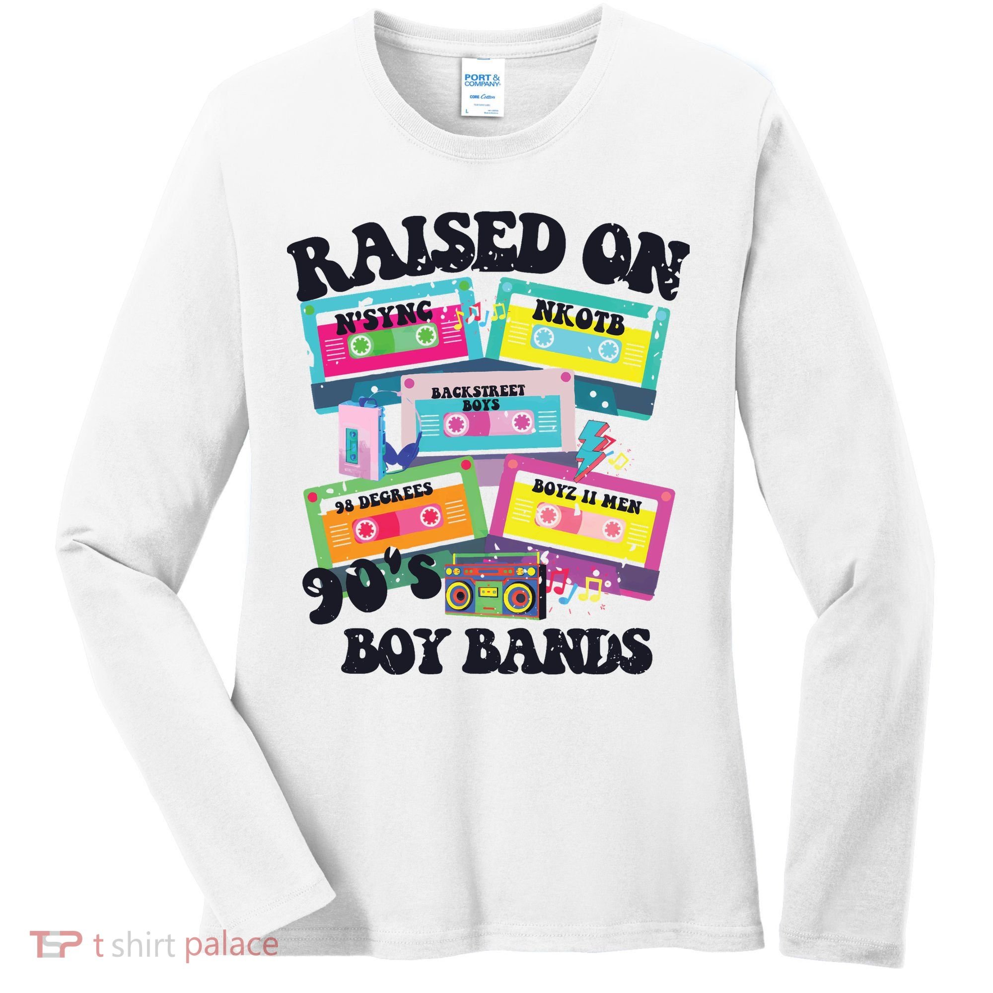 90s Boy Bands Cassette Tapes Women's Long Sleeve Shirt