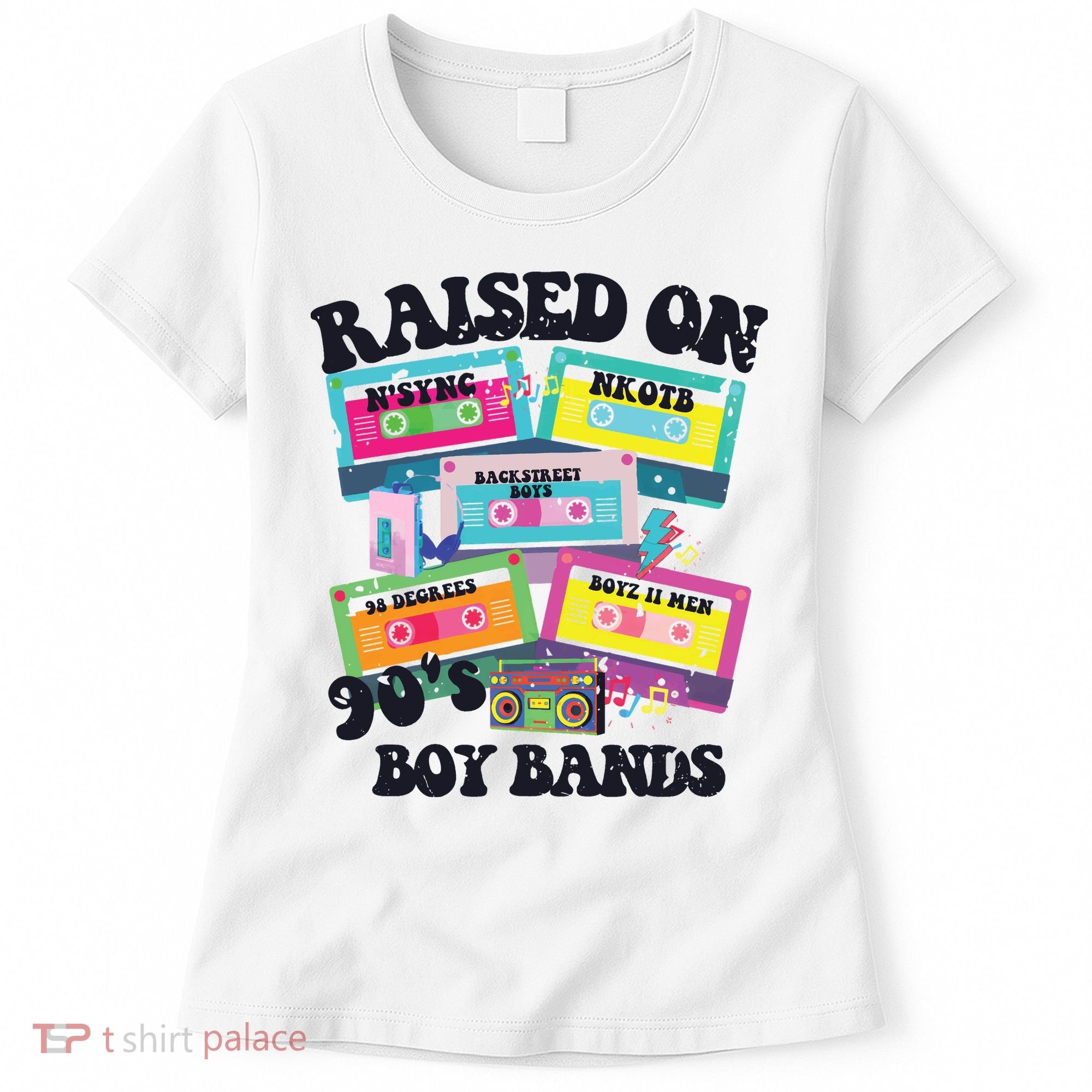 90s Boy Bands Cassette Tapes Women's T-Shirt