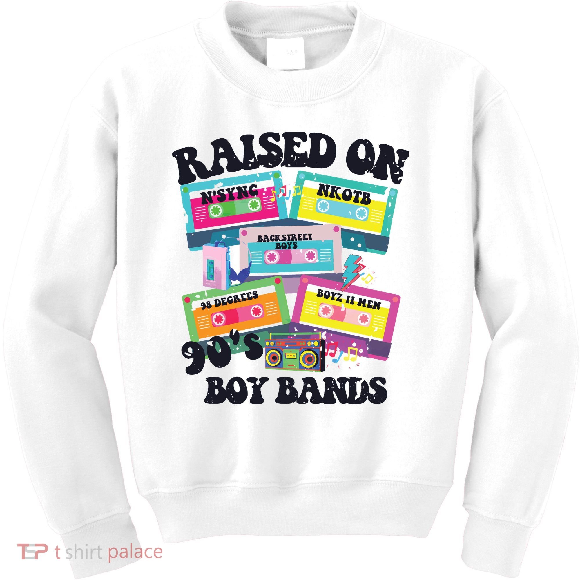 90s Boy Bands Cassette Tapes Kids Sweatshirt