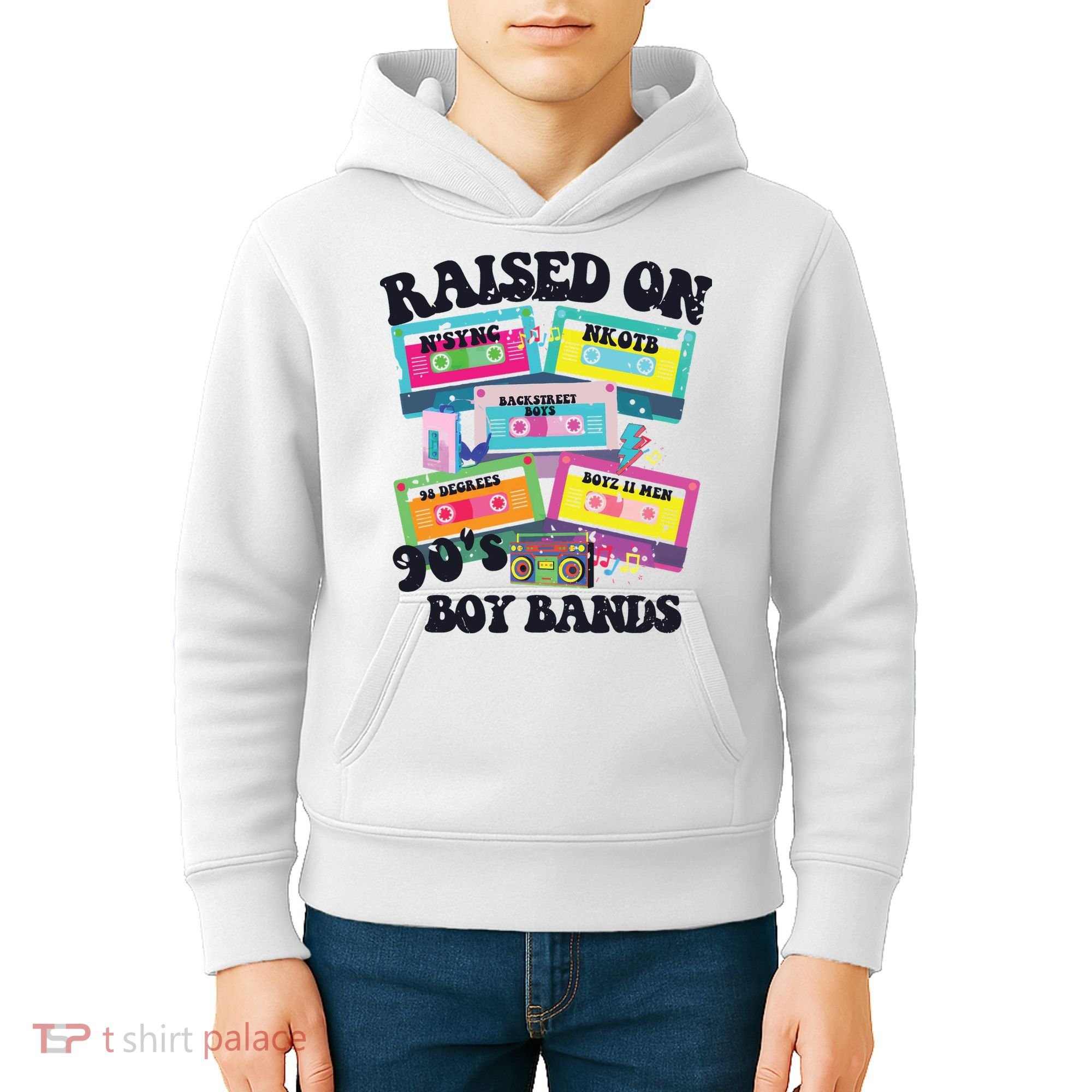 90s Boy Bands Cassette Tapes Kids Hoodie