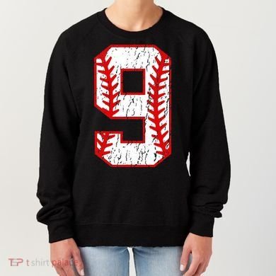9th Birthday Baseball Big Number Nine 9 Year Old Women's Sweatshirt