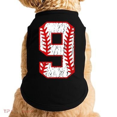 9th Birthday Baseball Big Number Nine 9 Year Old Doggie Tank