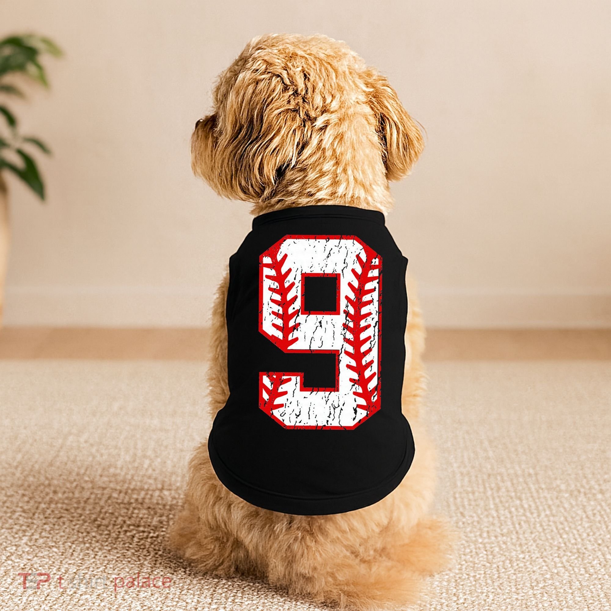 9th Birthday Baseball Big Number Nine 9 Year Old Doggie Tank