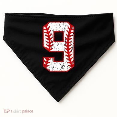 9th Birthday Baseball Big Number Nine 9 Year Old USA-Made Doggie Bandana