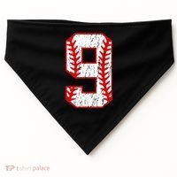 9th Birthday Baseball Big Number Nine 9 Year Old USA-Made Doggie Bandana thumb 0