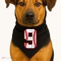 9th Birthday Baseball Big Number Nine 9 Year Old USA-Made Doggie Bandana thumb 1