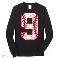 9th Birthday Baseball Big Number Nine 9 Year Old Long Sleeve Shirt thumb 0