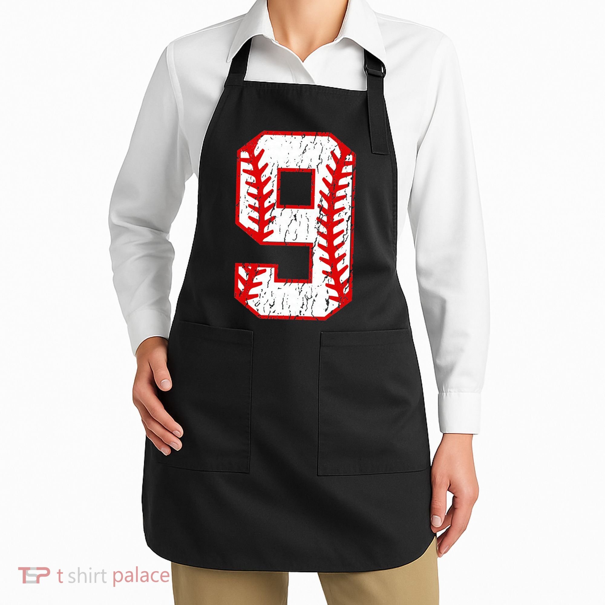 9th Birthday Baseball Big Number Nine 9 Year Old Apron