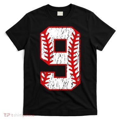 9th Birthday Baseball Big Number Nine 9 Year Old T-Shirt