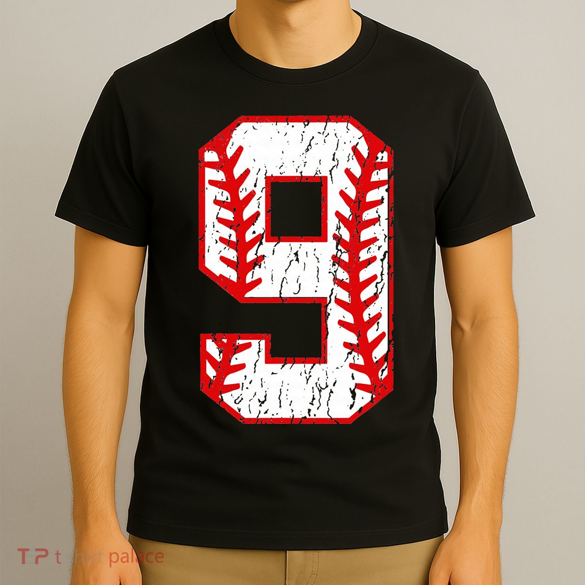 9th Birthday Baseball Big Number Nine 9 Year Old T-Shirt