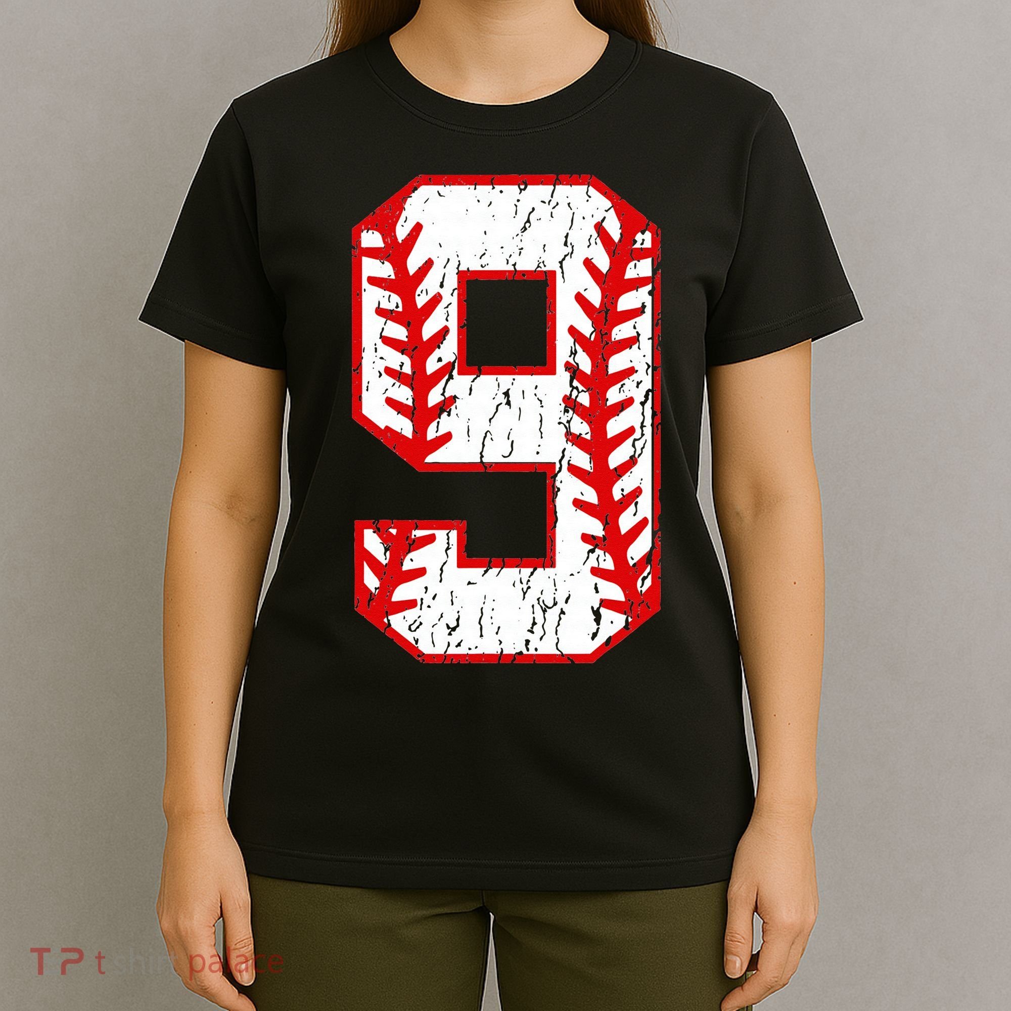 9th Birthday Baseball Big Number Nine 9 Year Old T-Shirt